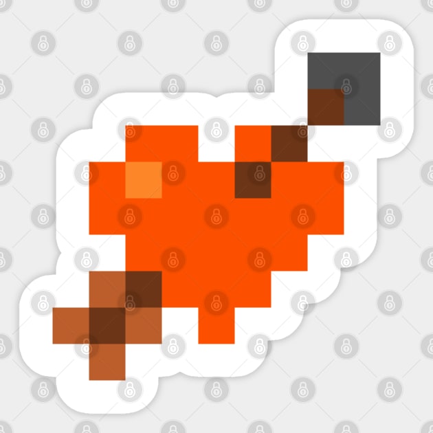 Shot Through My Orange Pixel Heart Sticker by gkillerb